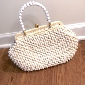 VINTAGE GIMBELS | White Beaded Handbag